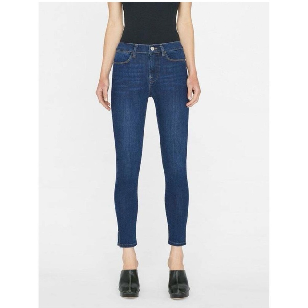 Frame Le High Skinny Side Ankle Slit Jeans Copa Dark Wash Size 28